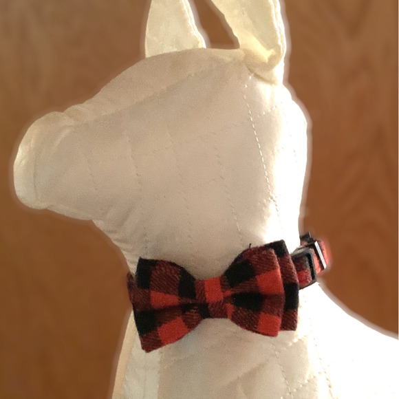 🎈Buffalo Check Flannel Bowtie Collar - Picture 1 of 4
